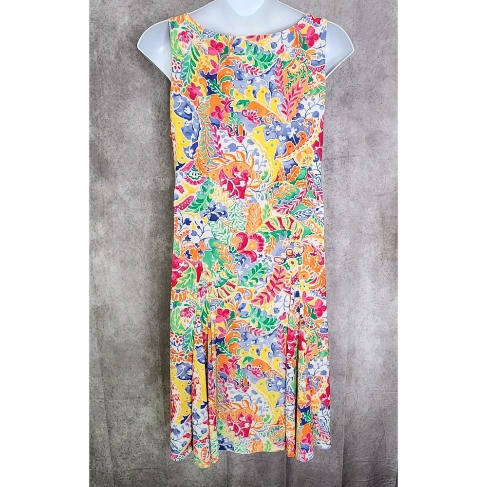 Lauren Ralph Lauren Womens XL Floral Paisley Midi Swing Dress Stretch Sleeveless - Picture 3 of 7